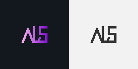 Abstract Initial Letter A, L, and S Logo. ALS logo with Purple Gradient. Usable for Business and Technology Logos. Flat Vector Logo Design Template Element.