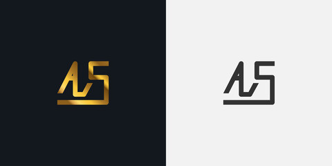 Abstract Initial Letter A and S Logo. AS logo with Golden Gradient. Usable for Business and Technology Logos. Flat Vector Logo Design Template Element.