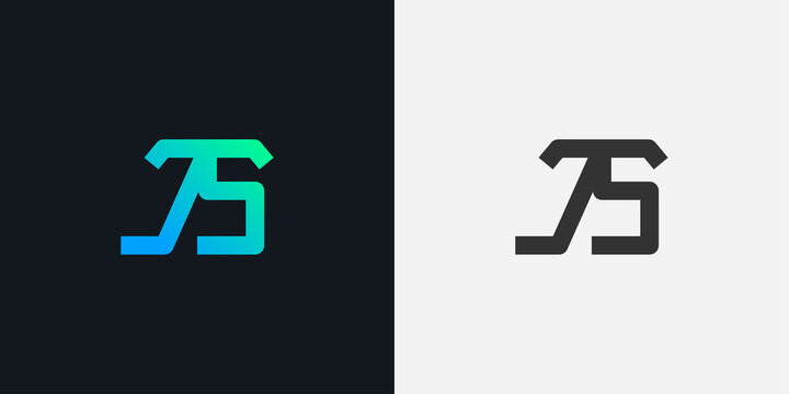 Abstract Initial Letter J and S Logo. JS logo with Blue Gradient. Usable for Business and Technology Logos. Flat Vector Logo Design Template Element.