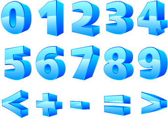 Vector illustration of a glossy blue numbers