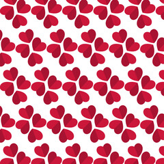 Red heart seamless vector pattern on a white background