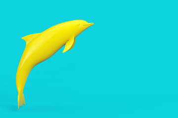 Yellow Tursiops Truncatus Ocean or Sea Bottlenose Dolphin in Duotone Style. 3d Rendering
