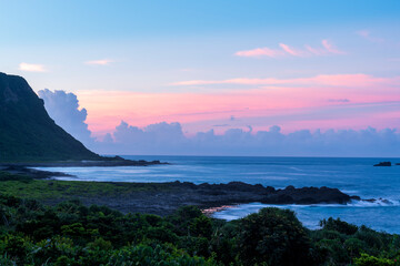 The warship rock of Lanyu at Sunset, Taiwan