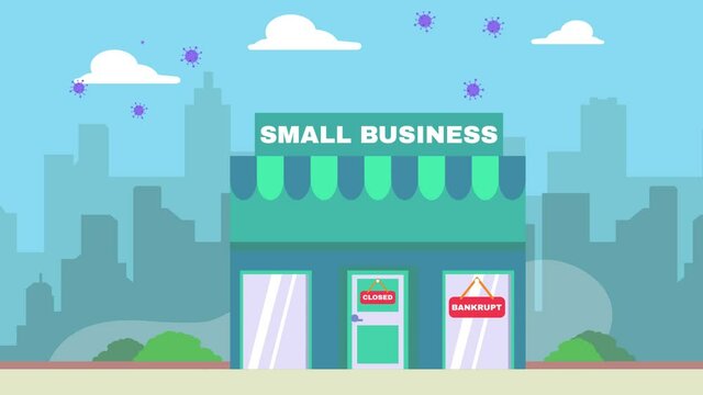 Small business store with Closed and Bankrupt word