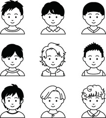 色々な髪型をした男の子のアイコン