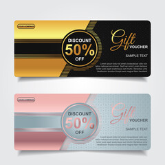Collection of luxury gift cards and invitations with elegant gold element decoration. Vector layout design template can use for company business voucher, ticket, coupon shop in holiday