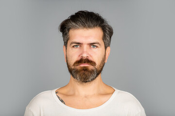 Obraz premium People expression emotion concept. Portrait of serious man.