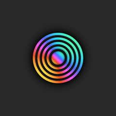 Target logo trendy bright gradient, diverging circles from the center with 3D effect