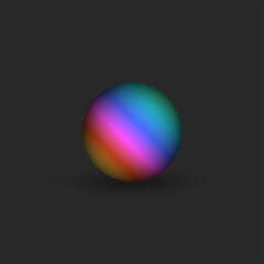 Ball 3d geometric shape with shadow bright gradient pearl on the black background