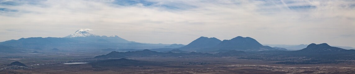 The volcano pico de orizaba and lake alchichica in puebla Mexico