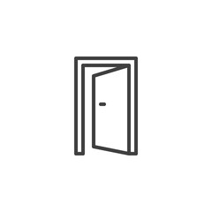 Exit door line icon. linear style sign for mobile concept and web design. Open door, entrance outline vector icon. Symbol, logo illustration. Vector graphics