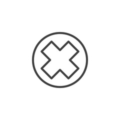 Delete, remove sign line icon. linear style sign for mobile concept and web design. Cancel, close button outline vector icon. Symbol, logo illustration. Vector graphics