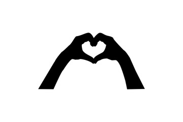illustration of cartoon hands with heart shape silhouette isolated on white background vector.
