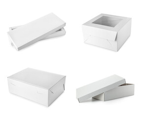 Set of cardboard boxes on white background