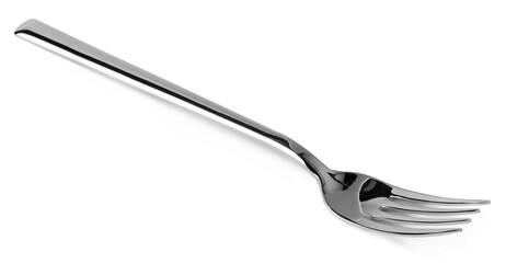 Silver dining fork isolated on white background