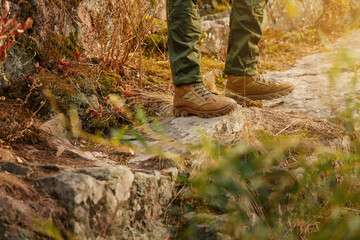 Young male tourist in mountains