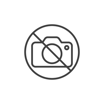 No camera line icon. linear style sign for mobile concept and web design. No photo camera outline vector icon. Symbol, logo illustration. Vector graphics