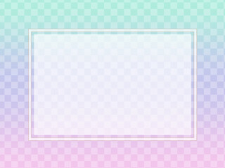 水色から薄紫、ピンクの3色のグラデーション－市松模様入り－フレーム有り