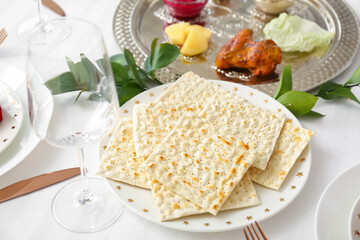 Table served for Passover Seder (Pesach)