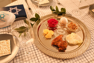 Table served for Passover Seder (Pesach)