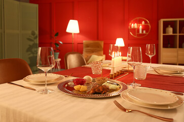 Table served for Passover Seder (Pesach)