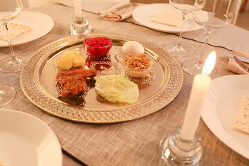 Table served for Passover Seder (Pesach)