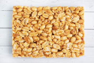 Peanuts in sugar glazed, oriental sweetness of brittle, Close up. top view