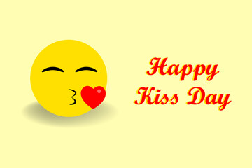 happy kiss  day background with cartoon love emojis and typography of happy valentines day text . Vector illustration. Wallpaper, flyers, invitation, posters, brochure, banners.
