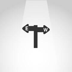 road signpost icon. east west vector icon, road signpost simple isolated icon