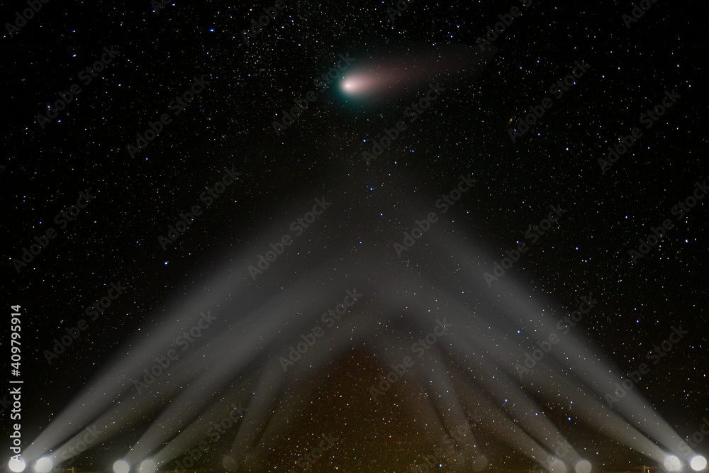 Canvas Prints comet asteroid flies towards the earth, illuminated by spotlights. the elements of this image furnis