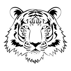 Tiger portrait line art