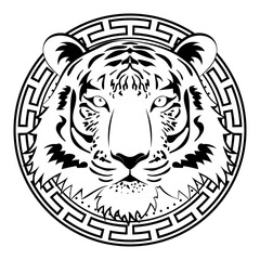 Tiger portrait line art