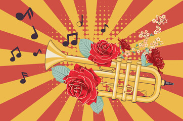 Trumpet with roses
