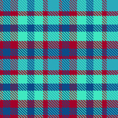 Vector Twill Plaid check Pattern Blue and red. Seamless fabric texture.