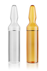 Ampoules of medication isolated on the white. 3d rendering illustration.