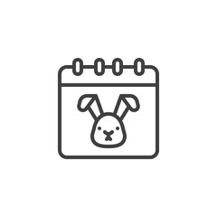 Easter calendar line icon. linear style sign for mobile concept and web design. Calendar with Easter bunny outline vector icon. Symbol, logo illustration. Vector graphics