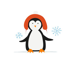 Funny Penguin isolated on white. Sketch for your design