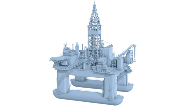 Offshore Oil Rig, 3D rendered