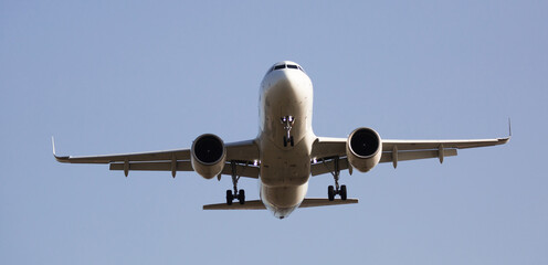 Landing passenger plane at the airport