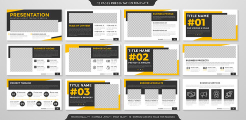 Fototapeta na wymiar multipurpose business presentation template with clean style and modern concept use for business infographic and annual report