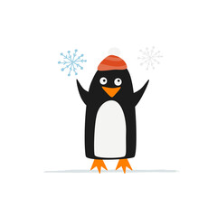 Funny Penguin isolated on white. Sketch for your design