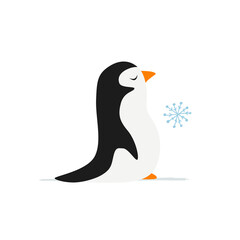 Funny Penguin isolated on white. Sketch for your design