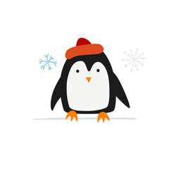 Funny Penguin isolated on white. Sketch for your design