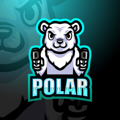 Polar bear gunner mascot esport logo design