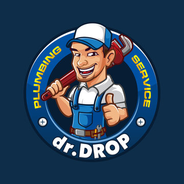 Drop Plumb Plumbing Mascot Logo
