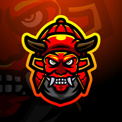 Oni head mascot esport logo design