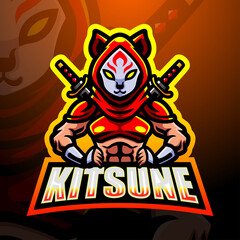 Fototapeta na wymiar Kitsune ninja mascot esport logo design