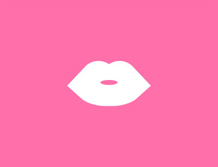 Human lips, senses icon, pink. Vector illustration.