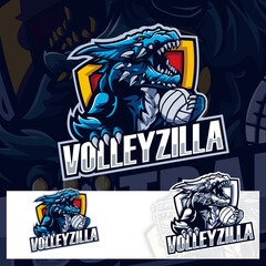Volley Ball Godzila Sport Logo