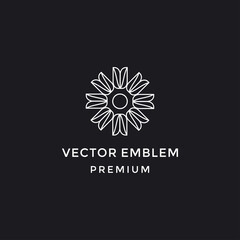 Abstract elegant tree leaf flower logo icon vector design. Universal creative premium symbol. in black bacround
